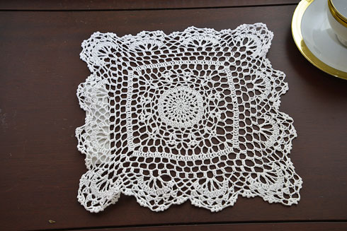 White color Square Crochet Doilies 10" Square. (4 pieces)